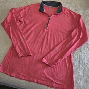 Nike Running Fuchsia Quarter-Zip Pullover with Gray Accents, Size XL